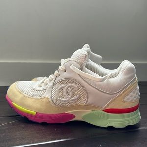 Chanel White Multi Sneakers 39.5